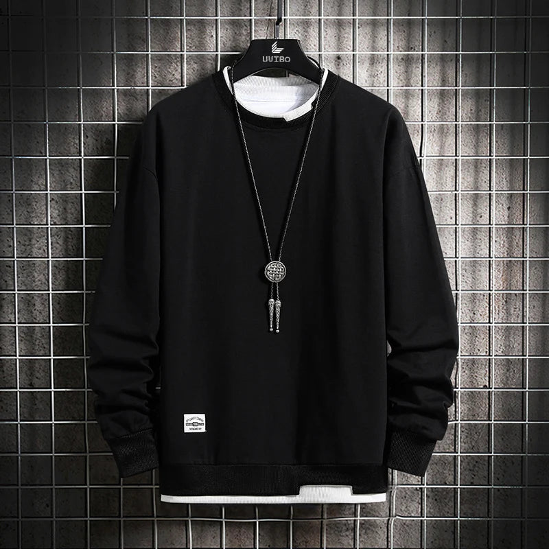 Men’s Solid Color Long-Sleeve Sweater