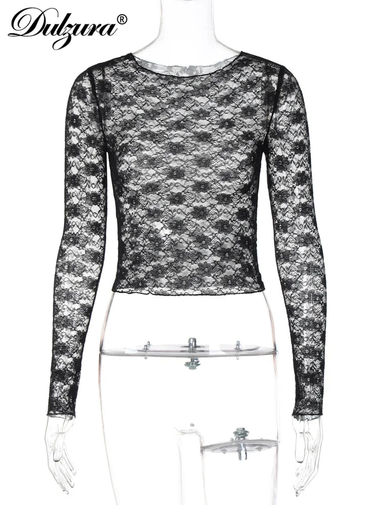 Women’s Lace See-Through Crop Top
