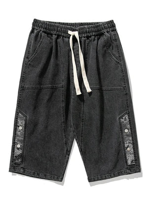 Men’s Washed Denim Drawstring Capris