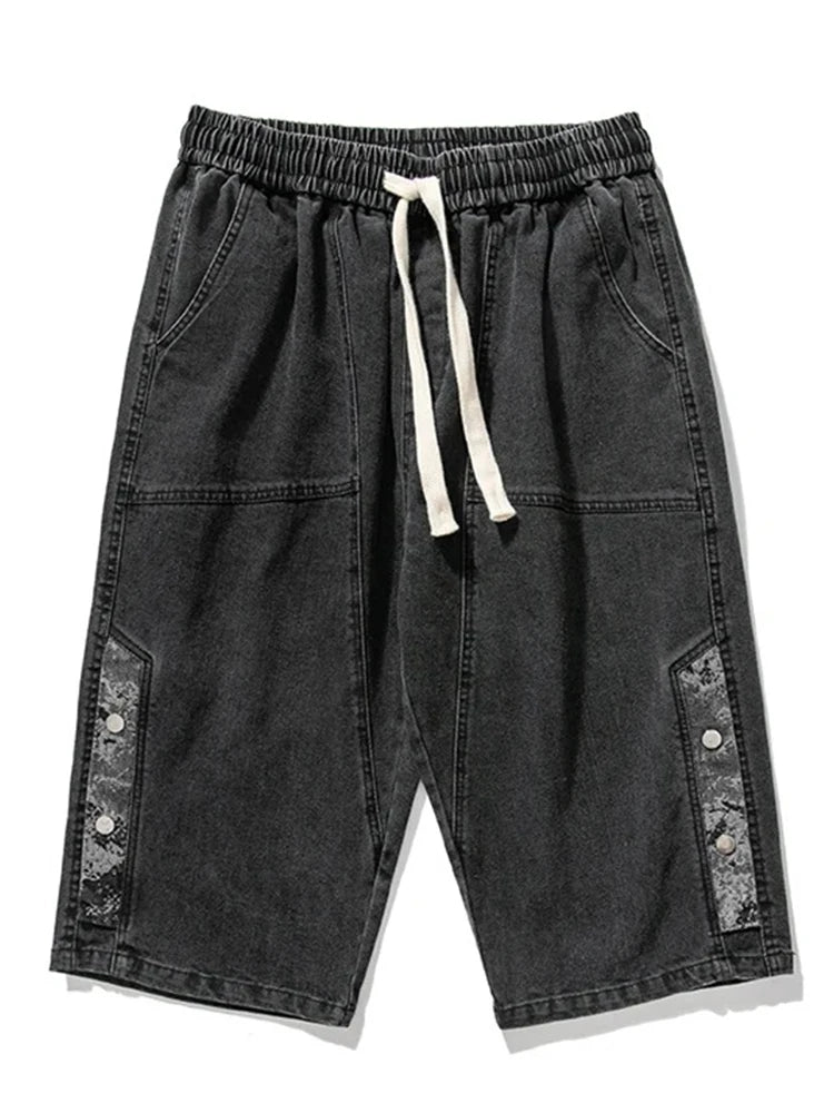 Men’s Washed Denim Drawstring Capris