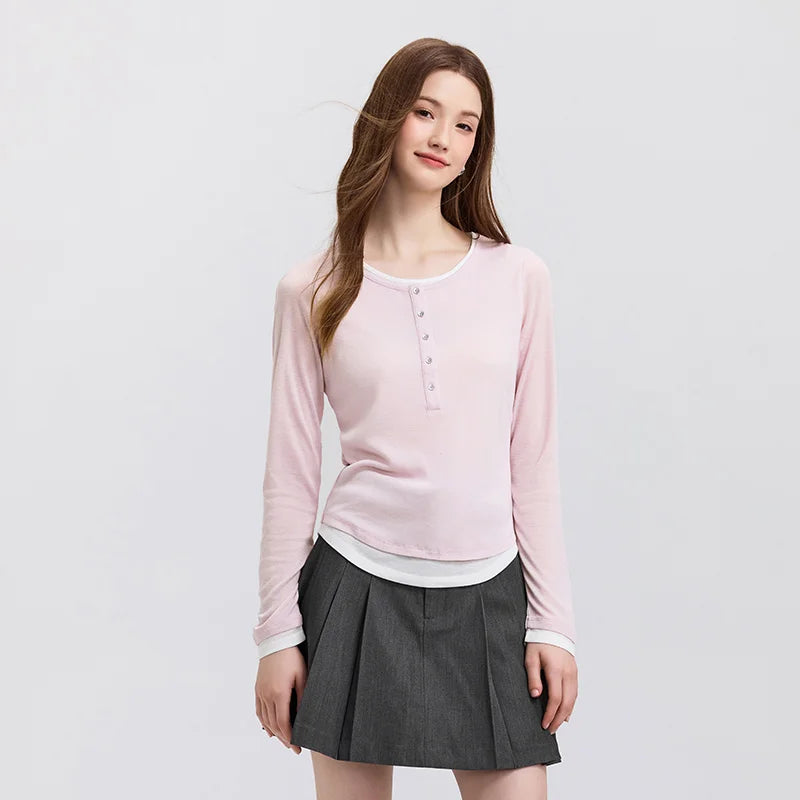 Women’s Faux Two-Piece Contrast Tee