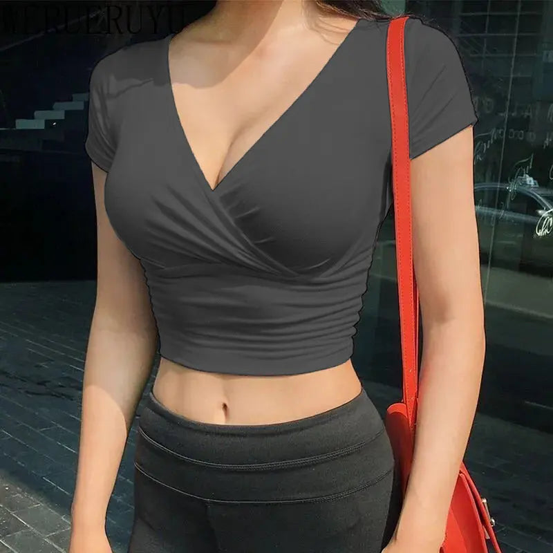 Women’s Black V-Neck Crop Top