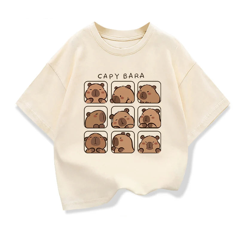 Kids’ Capybara Cartoon Summer Tee