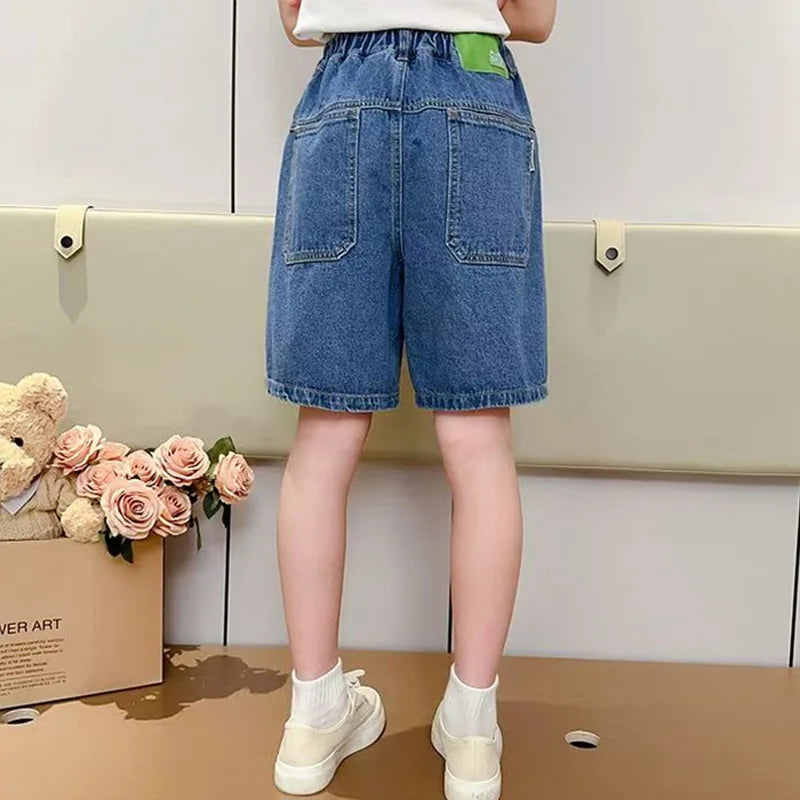 Girls’ Knee-Length Summer Jean Shorts