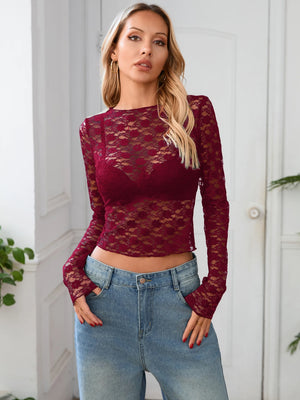 Women’s Lace See-Through Crop Top