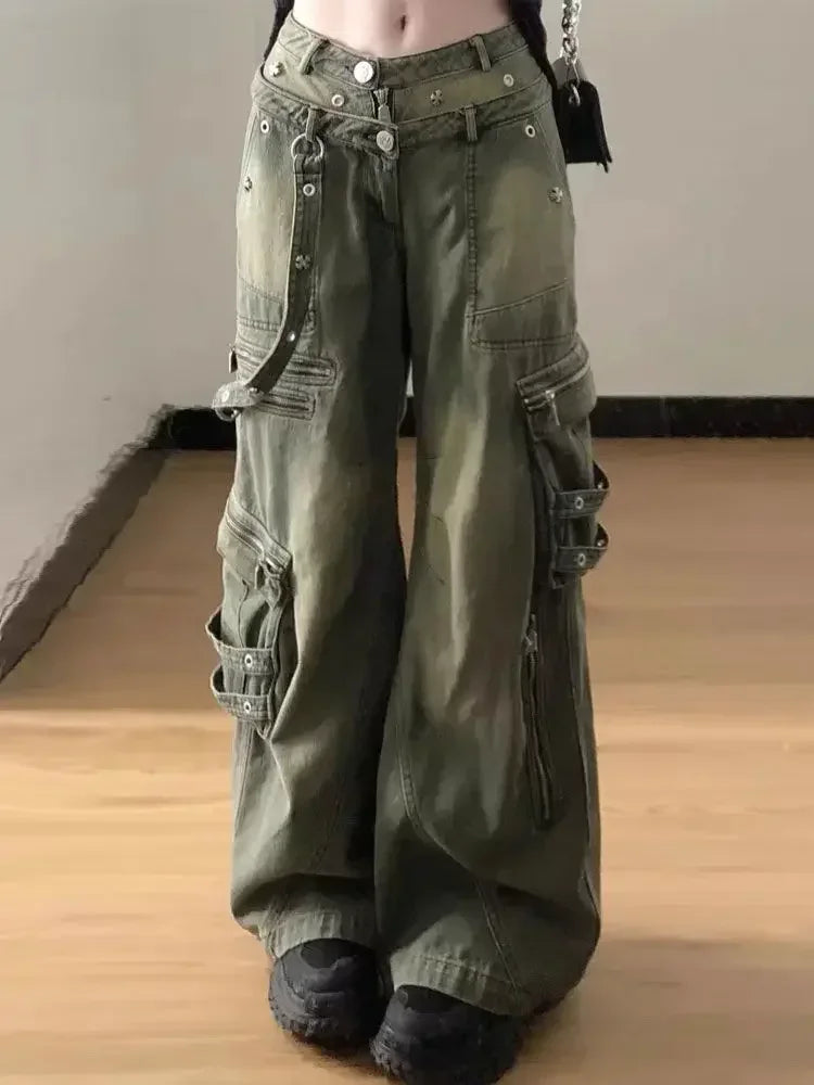 Women’s Retro Washed Cargo Jeans
