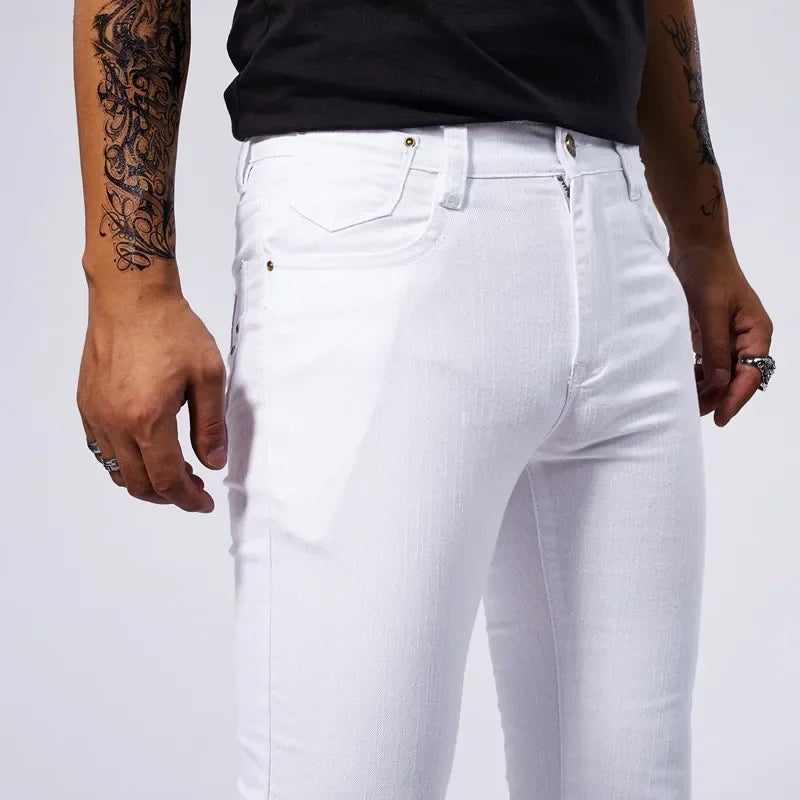 Men’s White Slim-Fit Stretch Jeans