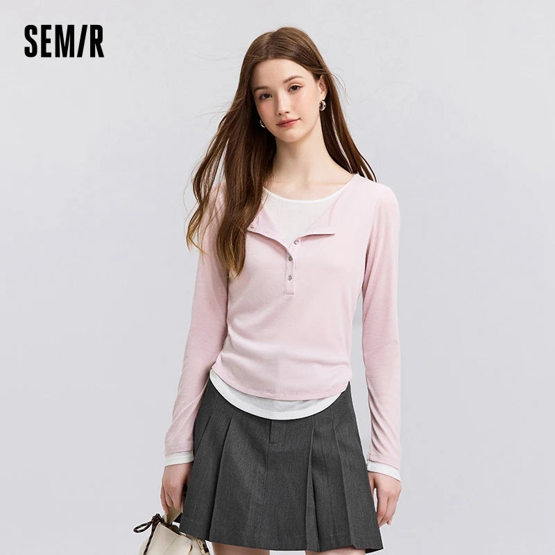 Women’s Faux Two-Piece Contrast Tee