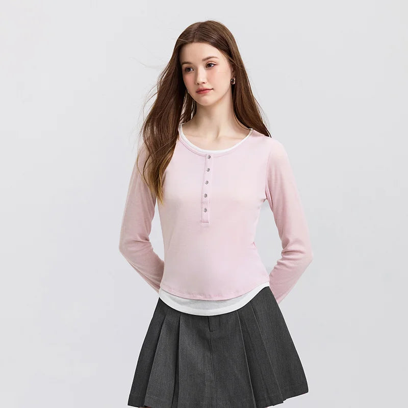Women’s Faux Two-Piece Contrast Tee