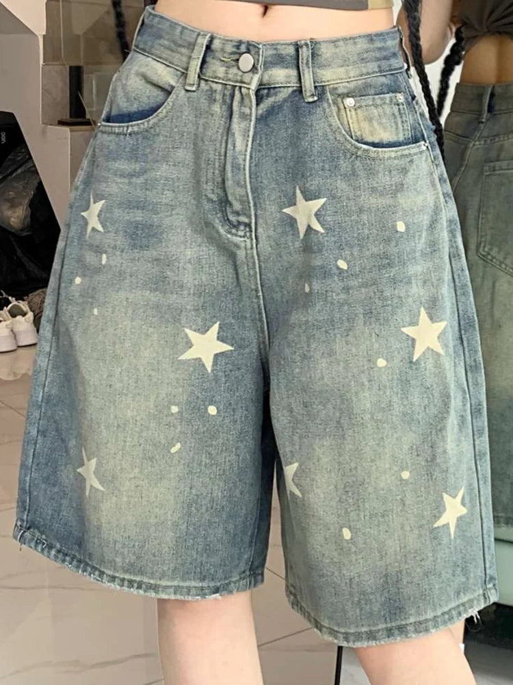 Women’s Retro Wide-Leg Denim Shorts