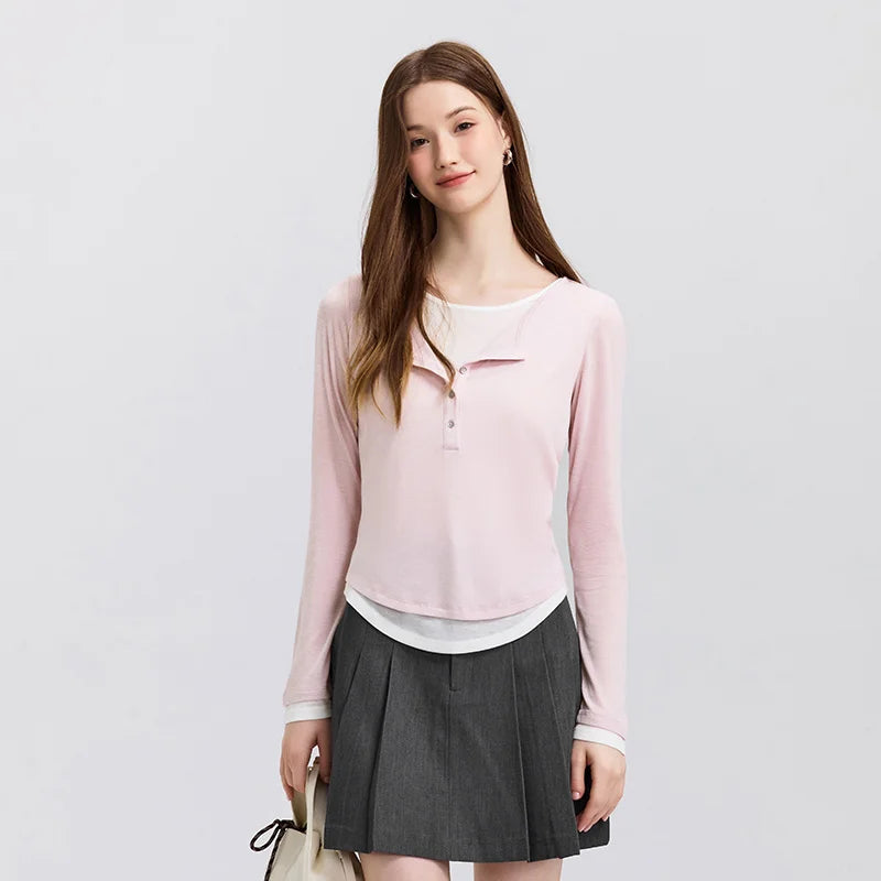 Women’s Faux Two-Piece Contrast Tee