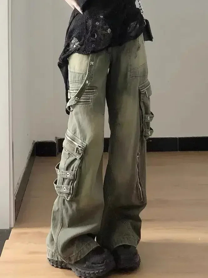 Women’s Retro Washed Cargo Jeans
