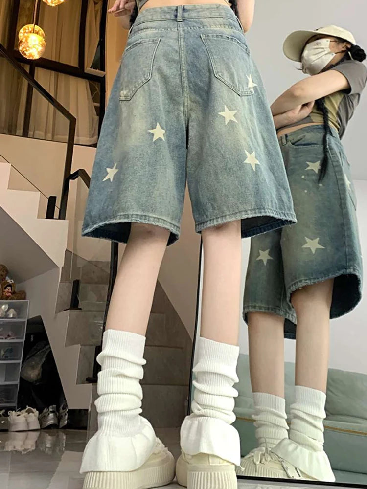 Women’s Retro Wide-Leg Denim Shorts