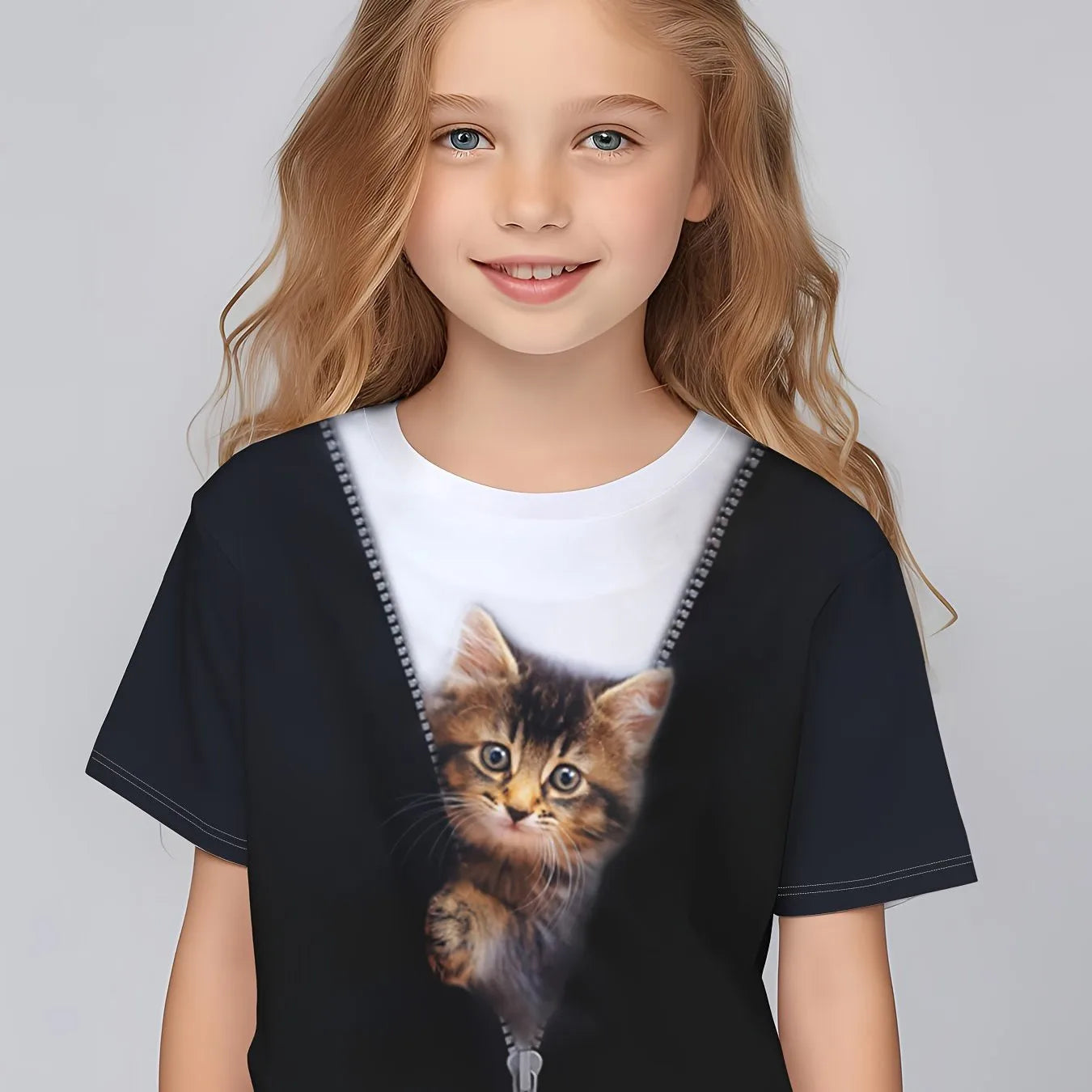 Kids’ Cat & Bear Graphic Summer Tee