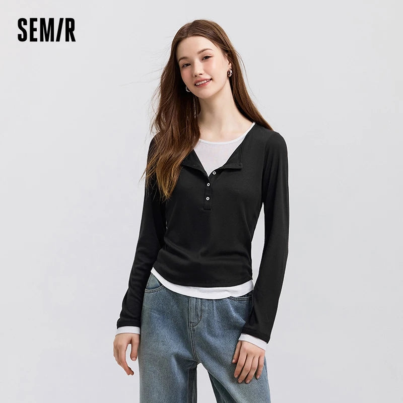 Women’s Faux Two-Piece Contrast Tee