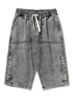 Men’s Washed Denim Drawstring Capris