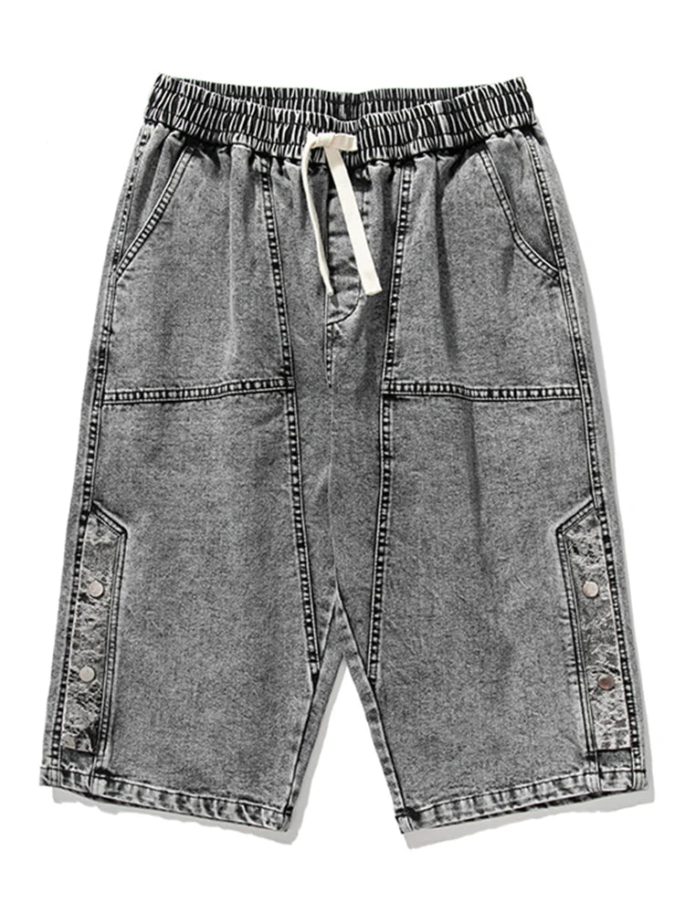 Men’s Washed Denim Drawstring Capris