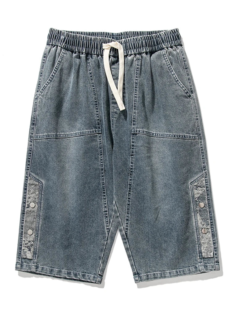 Men’s Washed Denim Drawstring Capris