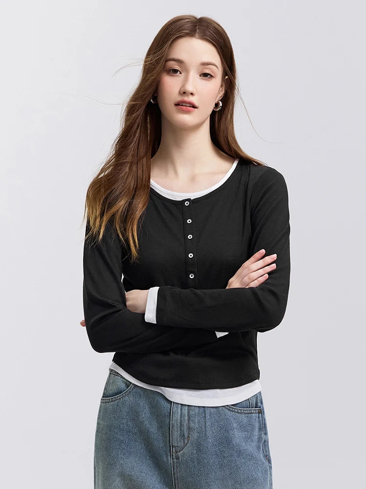 Women’s Faux Two-Piece Contrast Tee