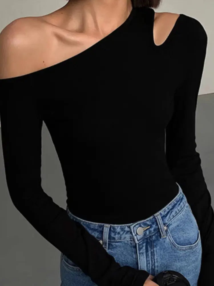 Women’s Skew Collar Off-Shoulder Crop Top