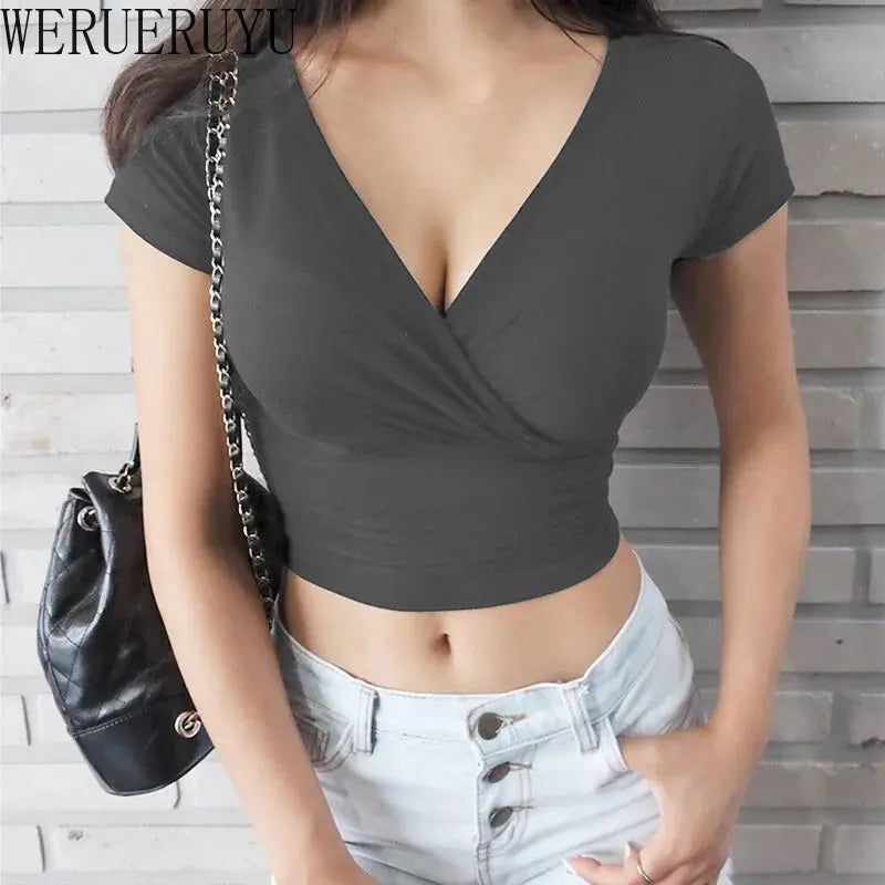 Women’s Black V-Neck Crop Top