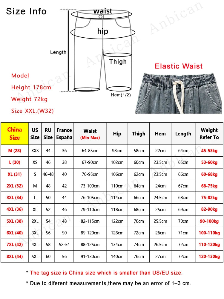 Men’s Washed Denim Drawstring Capris