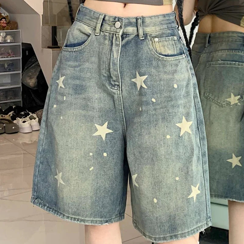 Women’s Retro Wide-Leg Denim Shorts