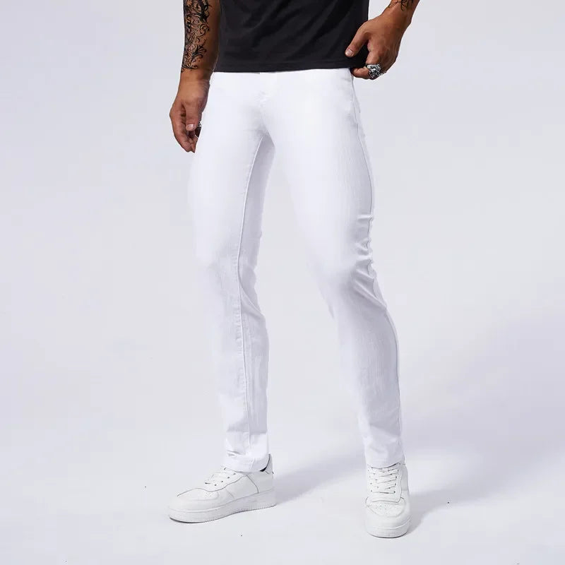 Men’s White Slim-Fit Stretch Jeans