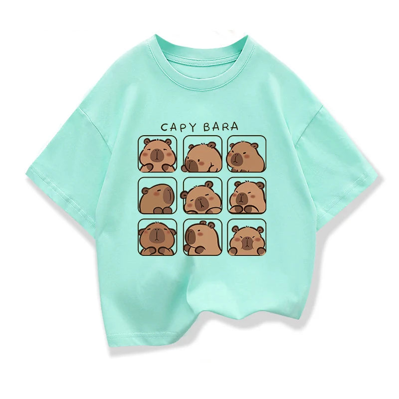 Kids’ Capybara Cartoon Summer Tee