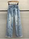 Women’s Light Blue Embroidered Wide-Leg Jeans