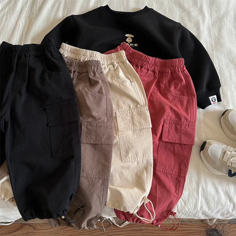 Kids’ Wide-Leg Cargo Overalls