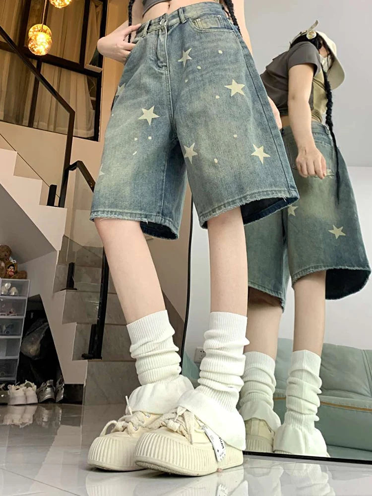 Women’s Retro Wide-Leg Denim Shorts
