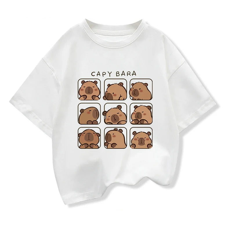 Kids’ Capybara Cartoon Summer Tee