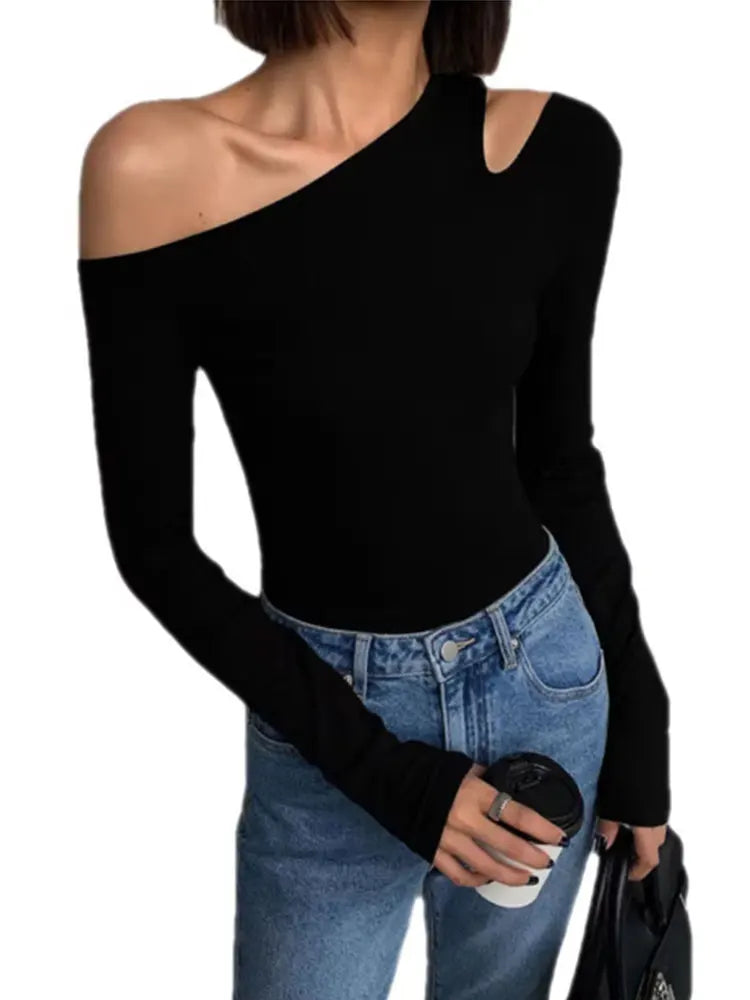 Women’s Skew Collar Off-Shoulder Crop Top