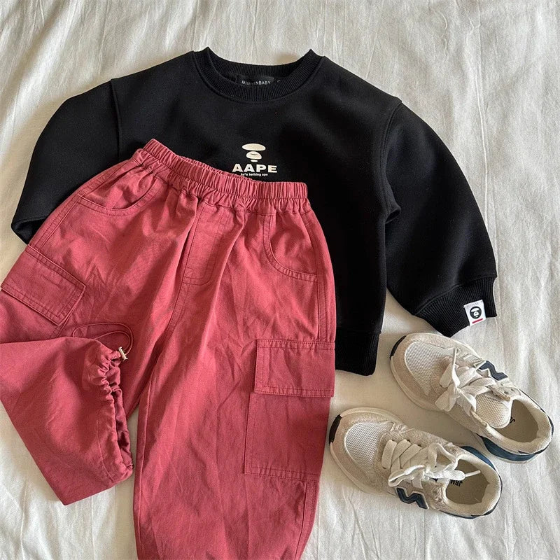 Kids’ Wide-Leg Cargo Overalls