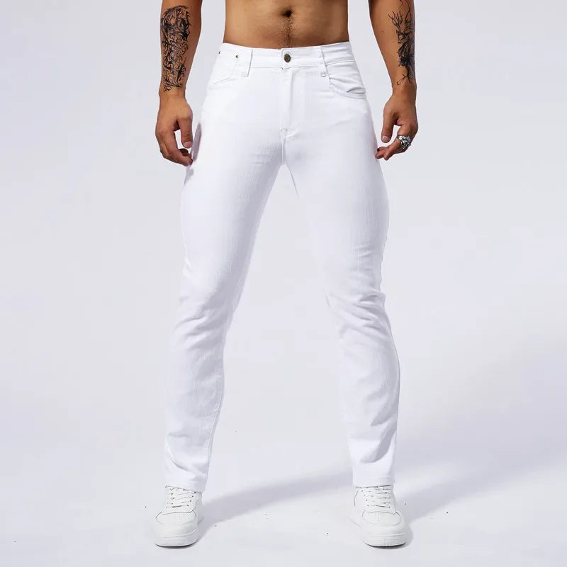 Men’s White Slim-Fit Stretch Jeans