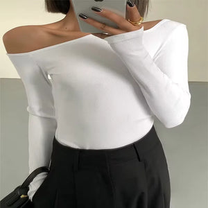 Women’s Skew Collar Off-Shoulder Crop Top