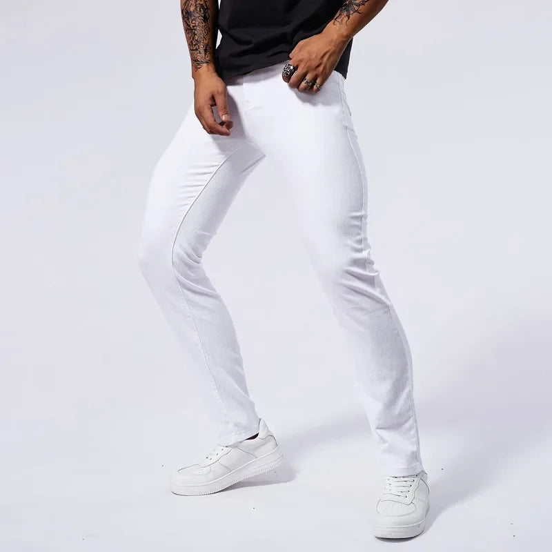 Men’s White Slim-Fit Stretch Jeans