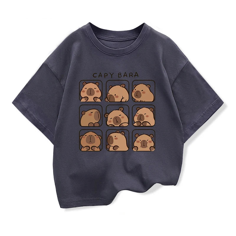 Kids’ Capybara Cartoon Summer Tee