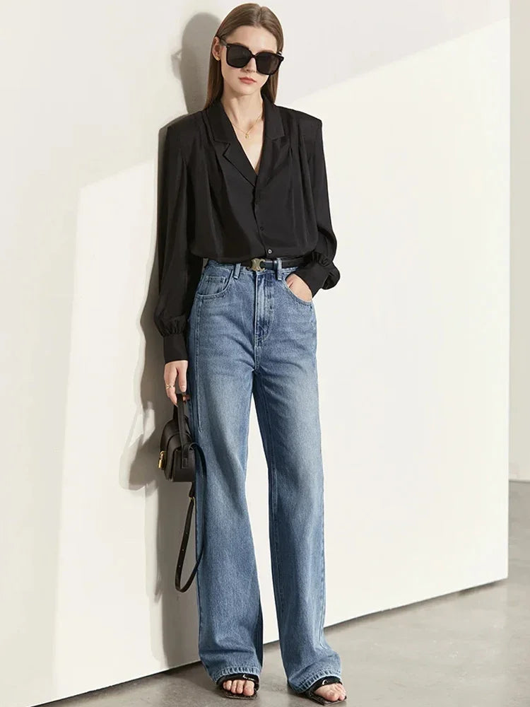 Women’s Minimalist Vintage Wide-Leg Jeans
